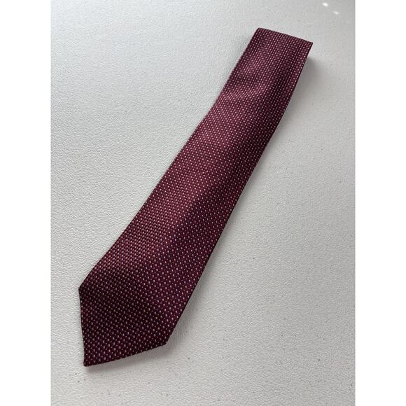 Chaps Red and Blue Geometric Pattern 100% Silk Handmade Designer Tie - Picture 3 of 7